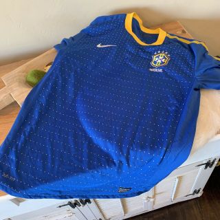 Nike Vintage 2016 Team Brasil Cbf Soccer Football Jersey Shirt L Blue Brazil
