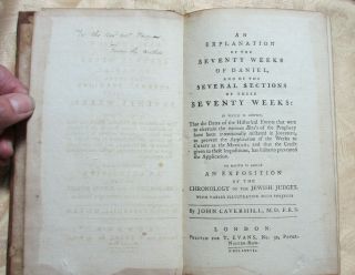 John Caverhill.  An Explanation Of The Seventy Weeks Of Daniel,  With Tables,  1777