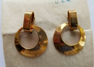 Vintage Earrings - 14KT.  Gold Plated Screw Back Earrings - Made in U.  S.  A 2
