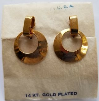 Vintage Earrings - 14KT.  Gold Plated Screw Back Earrings - Made in U.  S.  A 3