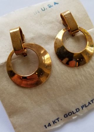 Vintage Earrings - 14KT.  Gold Plated Screw Back Earrings - Made in U.  S.  A 4