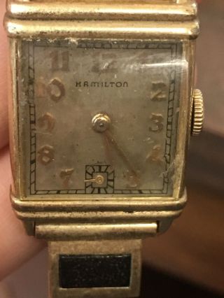 Vintage Hamilton 982 19 Jewel 14k Gold Filled Wristwatch Running