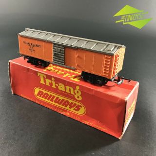 Nos Vintage Boxed Triang Railways Orange R114 Box Car Oo Gauge Train Carriage