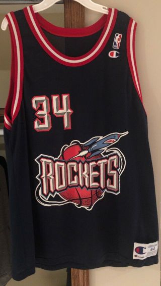 Vintage 90’s Houston Rockets Champion Jersey Hakeem Olajuwon Size 44