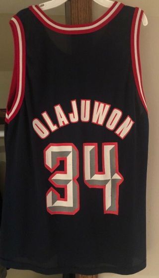 Vintage 90’s Houston Rockets Champion Jersey Hakeem Olajuwon Size 44 5