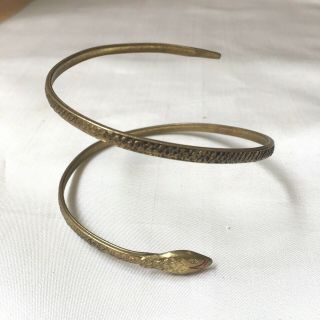 Vintage Art Deco Egyptian Revival 1920s Snake Wrap Bracelet Brass Cuff Spain