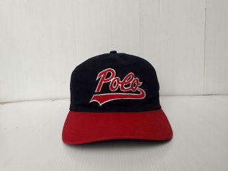 Vtg.  Polo Sport By Ralph Lauren Red - Navy Blue Cap Hat Colors Big Curve Logo