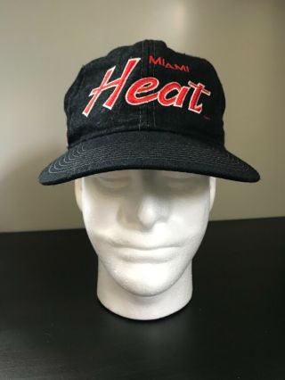 Vintage Miami Heat Sports Specialties Black Snapback Hat Cap Nba Basketball 1990