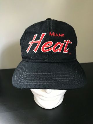 Vintage Miami Heat Sports Specialties Black Snapback Hat Cap NBA Basketball 1990 2