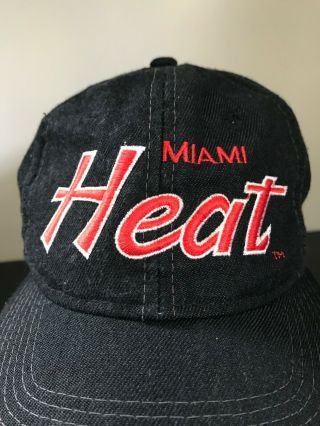 Vintage Miami Heat Sports Specialties Black Snapback Hat Cap NBA Basketball 1990 3
