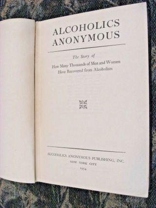 Alcoholics Anonymous AA 1954 Book 1st Edition Sixteenth Printing Aug.  1954 8
