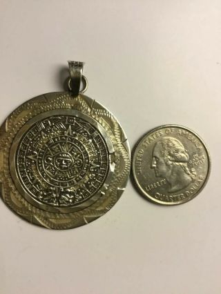 Vintage Sterling Mayan Calendar Pendant Necklace 3
