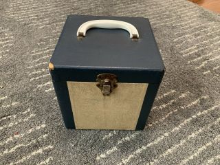 Vintage 45rpm Wood Record Case / Holds 75 Navy Blue
