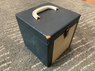 Vintage 45rpm Wood Record Case / Holds 75 Navy Blue 2