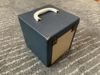 Vintage 45rpm Wood Record Case / Holds 75 Navy Blue 3