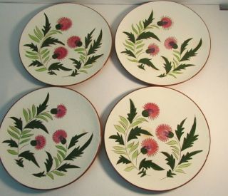 Vintage Stangl Pottery " Thistle " Pattern Dinner Plates Set Of 4 - Retired