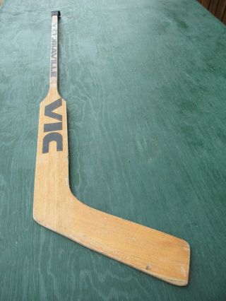 Vintage Wooden 48 " Long Hockey Stick Goalie Vic Victoriaville