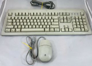 Vintage Apple Design Keyboard M2980 And Apple Desktop Bus Mouse Ii M2706 Read