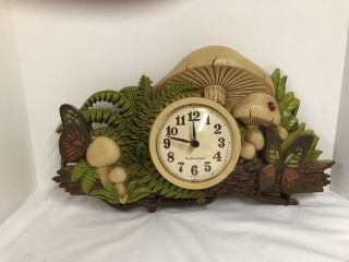 Vintage Forest Mushroom Quartz Kitchen Clock 1970`s
