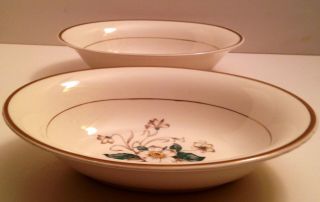 Set Of Two Vintage Knowles China White Rose Serving Dishes