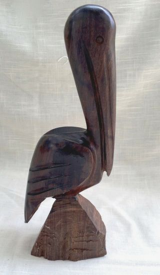 Vintage Hand Carved Iron Wood Pelican/bird Sculpture - Nautical Decor - 12 "