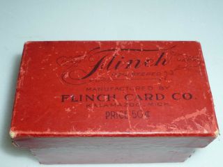 Vintage Flinch Card Co Playing Cards Game Set W Box Kalamazoo Red Deck