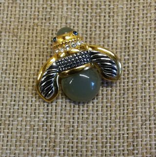 Vintage Joan Rivers Jade Green Lucite " Do It Now " Bee Pin Brooch