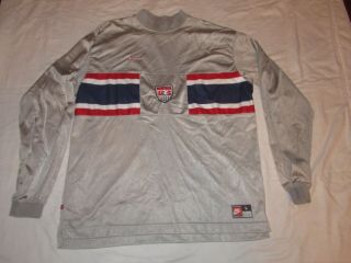 Vintage Usa 1996 Men’s Nike Long Sleeve Soccer Jersey L Silver Gray Made In Usa
