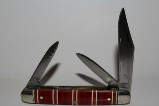Vintage Kutmaster Utica Ny 3 Blade Stockman,  Stripe Handle Pocket Knife