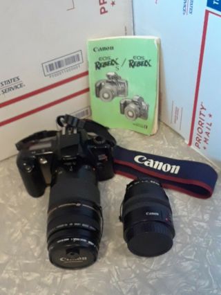 Canon Eos Rebel X S With 2 Canon Zoom Lens Ef - 75 - 300mm1:4 - 5.  6 And 35 - 80mm1:4 - 5.  6