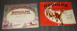 Vintage Rudolph The Red - Nosed Reindeer Pop - Up 1950 Christmas Book Robert May