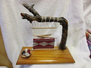 Indian Small Wooden Vintage Weaving Loom - 5x12 " Base Navaho Rug.