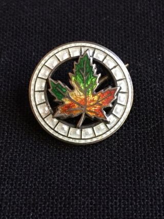 Vintage Sterling Silver Maple Leaf Rd.  1906 Enamel Color Canada Edwardian