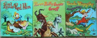 3 Vintage Whitman Tell - A - Tale Books Three Billy Goats Gruff,  Little Hed Hen,