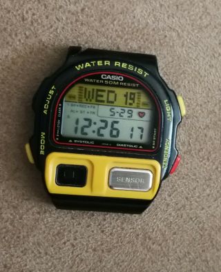 Vintage Casio Bp - 100 Blood Pressure Monitor Lcd Alarm Chrono Watch Qw - 900