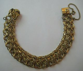 Vtg 1/20 12k Gold Filled Starter Charm Bracelet Wide Dbl Link 7 1/4 " Long 12b