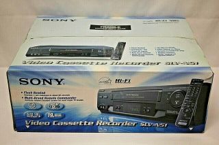 Sony Slv - N51 Hi - Fi Stereo Vcr Vhs Cassette Player W/ Remote,  Cords,  Box