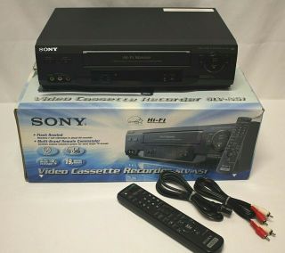 Sony SLV - N51 Hi - Fi Stereo VCR VHS Cassette Player w/ Remote,  Cords,  Box 2