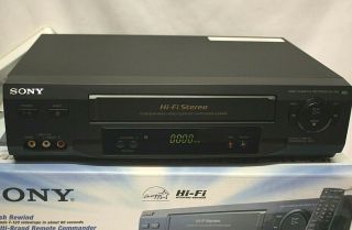 Sony SLV - N51 Hi - Fi Stereo VCR VHS Cassette Player w/ Remote,  Cords,  Box 4