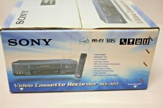 Sony SLV - N51 Hi - Fi Stereo VCR VHS Cassette Player w/ Remote,  Cords,  Box 8