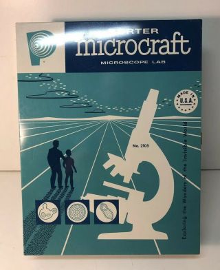 Vintage Porter Microcraft No.  2105 Microscope Lab Kit W/ Metal Case