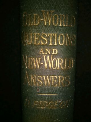 1884 One World Questions Answer Antique Book Pullout Map 1800 
