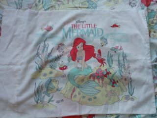 Vintage Disney The Little Mermaid Ariel Twin Flat Sheet,  Pillowcase