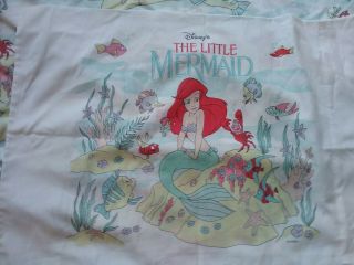 Vintage Disney THE LITTLE MERMAID Ariel Twin Flat Sheet,  Pillowcase 3