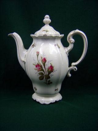 Vintage Rosenthal China " Pompadour " Moss Rose Coffee Pot With Lid