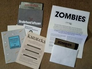 Two (2) Atari 400/800/xl/xe 8 - Bit Disks,  Manuals,  Karateka And Zombies