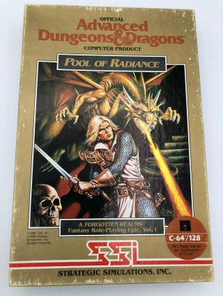 Pool Of Radiance (gold Box,  By Ssi) For Commodore 64/128,  Including Clue Book