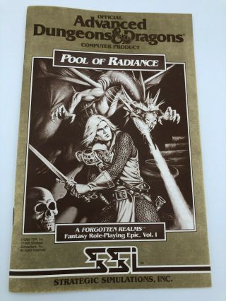 Pool of Radiance (Gold Box,  by SSI) for Commodore 64/128,  including Clue Book 5