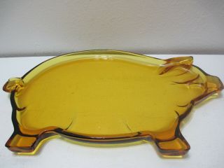 Vintage Tiara By Indiana Glass Pig Shaped Serving Plate Platter Tray Amber 13 " L