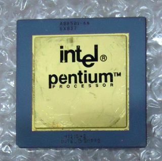 Vintage 1993 Intel Pentium 66 Mhz Cpu With Fdiv Bug,  Gold Top Sx837